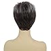 Kaneles Short Grey Pixie Cut Wigs for Women Layered Soft Fluffy Old Lady Synthetic Wigs for Daily Party Costume Halloween Use（Gray Mix Brown）