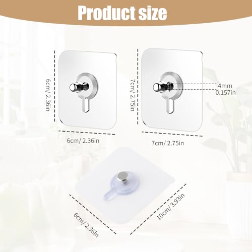 Image of Drill Free Adhesive Hooks,Picture Hangers Without Nails,Adhesive Wall Mount Screw Hooks for Hanging,Nail Free Wall Hangers for Kitchen,Bathroom (Transparent / 3PCS, 2.36 * 2.36 inch)