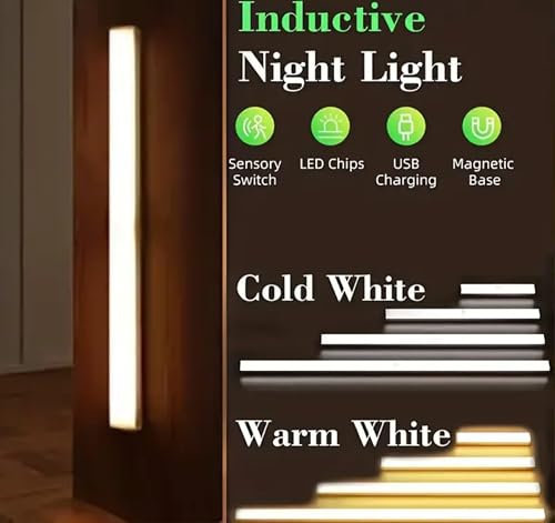 Motion Sensor Warm Lights (3pack) TradeProvider 50cm LED Indoor USB Rechargeable Night Lights for Bedroom, Stick On Stair, Cabinet, Kitchen, Hallway, Cool Warm Night Lights - Image 4