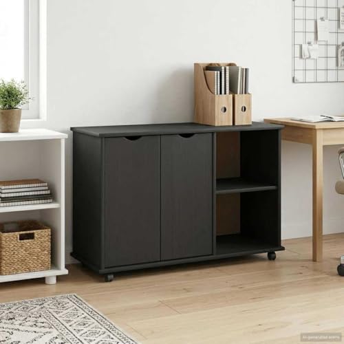 Meuble de rangement noir à roulettes pour classer vos dossiers
