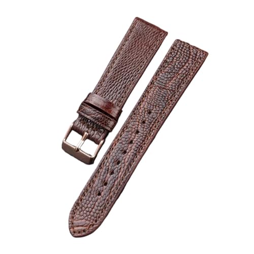 Image of YELEMEABHB Handmade Ostrich Foot Leather Bracelet 18mm 19mm 20mm 21mm 22mm Personalised Men's Watch Accessories Bracelet Watch strap(Brown rose gold,18mm)