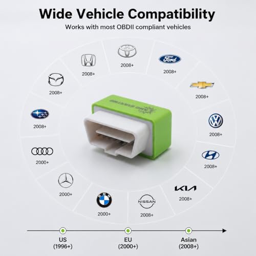 Bluetooth OBD2 Car Scanner & Code Reader with Find M Tracker for iPhone iOS Android - No Monthly Fee, Diagnose Engine ABS SRS & 7000+ Faults for Vehicles 1996 and Newer (Green) — view 5