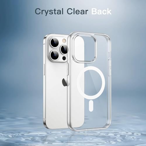 Image of Magnetic Case for iPhone 14 Pro Max Compatible with MagSafe, Shockproof Phone Bumper Cover, Anti-Scratch Clear Back (Clear)