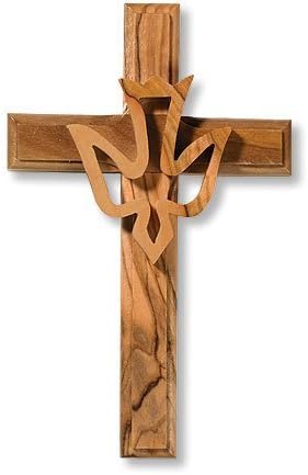 Olive Wood Cross with Holy Spirit, Dove (WH-051)