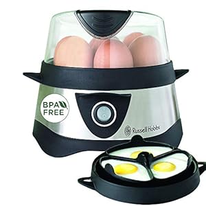 Russell Hobbs Eierkocher [Testsieger, 1-7 gekochte od. 3 gedämpfte Eier auf den Punkt genau] Edelstahl (inkl. Dampfgarer-Einsatz, automatische Abschaltung, Signalton, BPA-frei, Messbecher) 14048-56