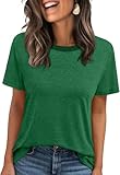 Jescakoo Summer Tops for Women Crewneck Tshirts Soft Tees Plain Shirts Short Sleeve S