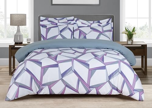 Majestic Giftware Madison Linen 8 Pcs Full Size Duvet Bedding Set (BL502-F) | Tokyo Comfort - Mauve 300 TC 100% Cotton Sateen | 2 Fitted Sheets, 2 Duvets, 4 Pillowcases - Choice Collection