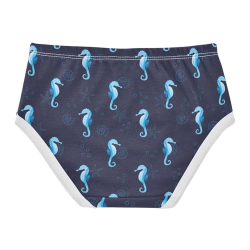 Little Girls' Soft Cotton Underwear Kids Breathable Comfort Blue Seahorse Panties Briefs Toddler2