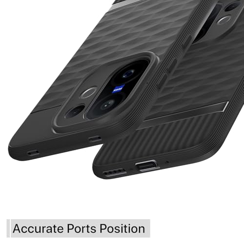 Image of Pikkme Back Cover for Vivo V60 5G / Vivo T4 Pro 5G Camera Protection 3D Hexa Cube Design Silicone Protective Bumper Case (Black)