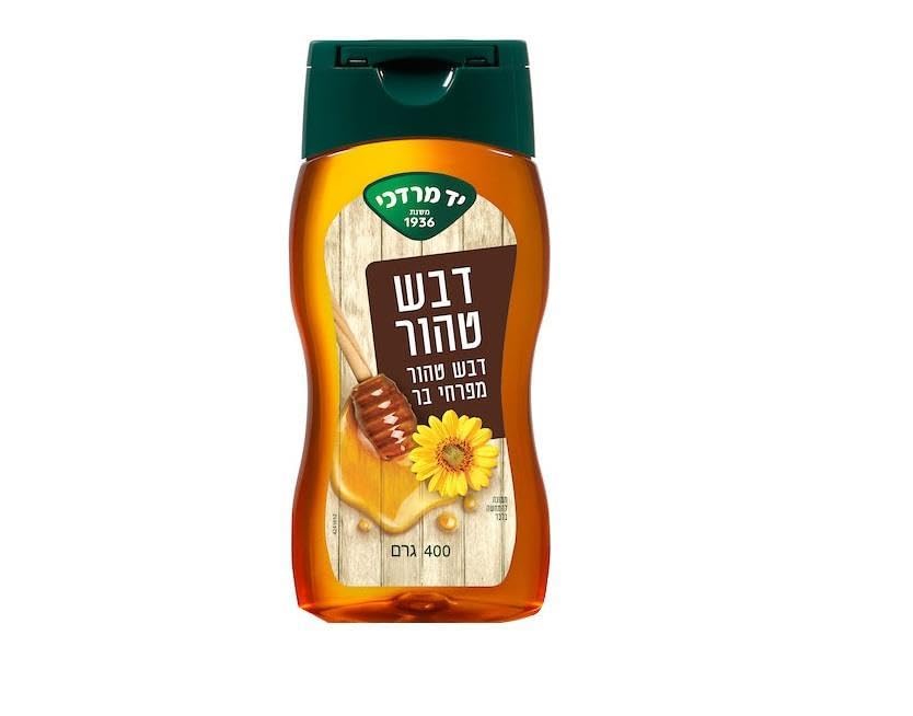 Yad Mordechai Natural Bee Squeeze Bottle 400g – Kosher Israeli Product, Pure Sweetener, Premium Quality for Tea, Baking, Spreads & Cooking