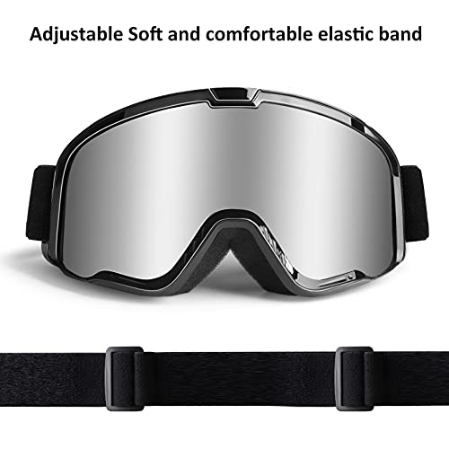 Image of Motocross Goggles for Adult ATV Goggles Motorcycle Goggles Snowboarding Goggles Riding Goggles Dirtbike Powersports Goggles Offroad Goggle MX Goggles UV400 Anti-Scratch Dustproof Skiing Goggles | UV400, Anti-Scratch, Dustproof, Silver MX Goggles