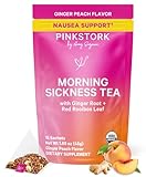 Pink Stork Organic Morning Sickness Pregnancy Tea - Hot or Iced Tea - Prenatal Heartburn, Indigestion, and Constipation Support - 1st Trimester Pregnancy Must Haves - Ginger Peach, 15 Sachets