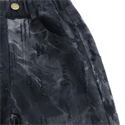 Girls Wide Leg Jeans Tie Dye Zipper Baggy Denim Pants Elastic Waist Straight Trousers Oversized Y2k 2025 Streetwear4