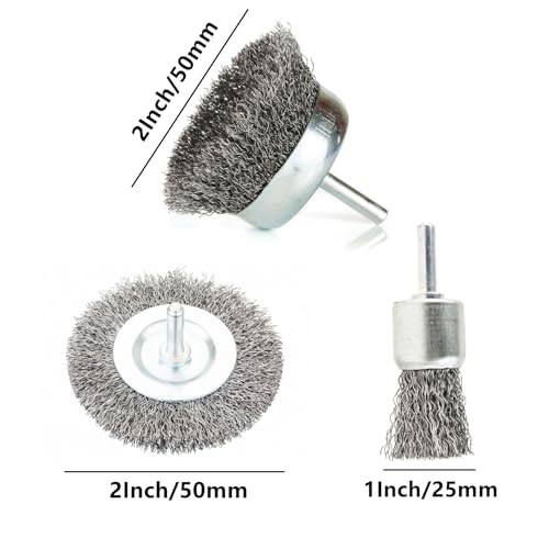 Rozzloom WIRE BRUSH 2'' - 3PCS-NO ANGLE 3Pcs Carbon Steel Wire Brush Set For Drill thumb #4