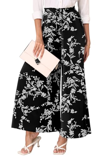 Women's Chiffon Dressy Pants High Waist Casual Wide Leg Long Palazzo Pants Loose Trousers with Pockets2