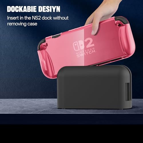Funda protectora transparente para Nintendo Switch OLED rígida anti caídas rosa 5