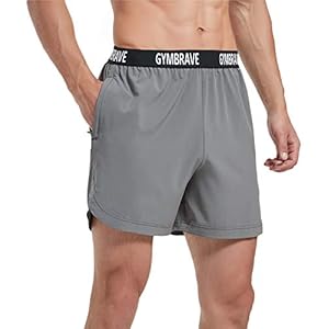 GymBrave Men’s 5 Inches Athletic Running Shorts Lightweight Quick Dry Workout Training Short with Zip Pockets