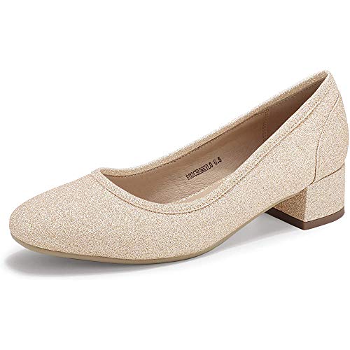IDIFU Women's RO2 Low Chunky Heel Pumps Closed Square Toe Dress Shoes for Wedding Office Evening (Golden Glitter, 8 M US) IDIFU Women's RO2 Low Chunky Heel Pumps Closed Square Toe Dress Shoes for Wedding Office Evening (Golden Glitter, 8 M US)
