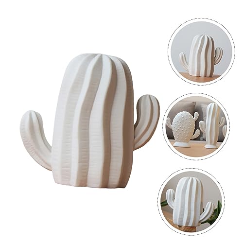 Figura de Cactus Cerámica Blanca para Decoración Hogar miniatura 4