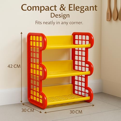Image of Multipurpose 3-Layer Plastic Storage Compact Kitchen Organizer Combines Dish Rack Washing Basket Space-Saving Design Ideal for Kitchens Home Bathroom Yellow