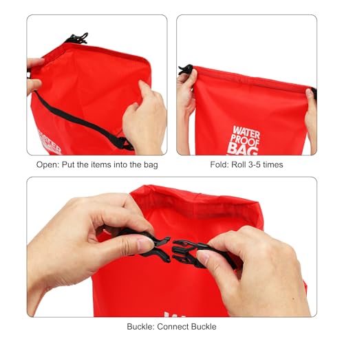 PATIKIL 12L Bolsa seca impermeable, bolsa de almacenamiento portátil y ligera con cierre enrollable para gimnasio, kayak, senderismo, natación y camping, color naranja miniatura 4