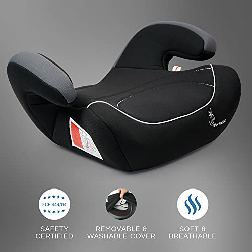 Image of R for Rabbit Little Jack Elite Booster Car Seat for Kids, Extra Comfortable Height Booster Seat with Washable Cover for Age 3 to 12 Years Toddlers, Child (Black Grey)