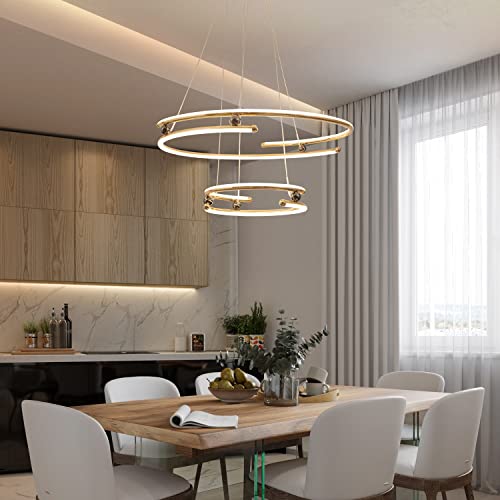 Zycylight Modern Spirial Led Chandelier, Led Hanging Light Fixture, 68W Led Pendant Light,23.6”, 3 Colors(Cool White, Warm White, Daylight) Changeable, For Living Room, Dining Room,Bedroom #TOP4
