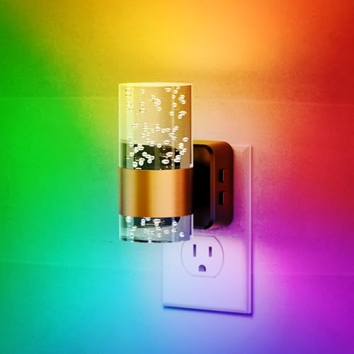 JandCase Night Lights Plug into Wall,Color Changing Night Light for Kids, 3000K+RGB 10-Color LED Nightlight with Dusk to Dawn Sensor, 10/50/100LM Adjustable Brightness for Rooms Home Decor