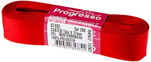 FITA CETIM SIMPLES CF005 22 mm COR 209 VERMELHO Peça 10 metros