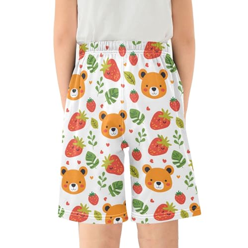 Bear Sleep Shorts Summer Pajama Shorts Elastic Waist Sleep Bottoms with Pockets 6-14 Years2