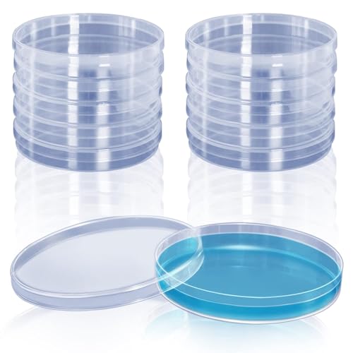 Jutagoss 10 Pack Sterile Plastic Petri Dishes with Lid, 90mm Dia x 15mm Deep, Lab Petri Plate Dish for Lab Analysis, School Projects, Blood Samples, Bacteria, Plant & Seed Cultivation Petri Dish