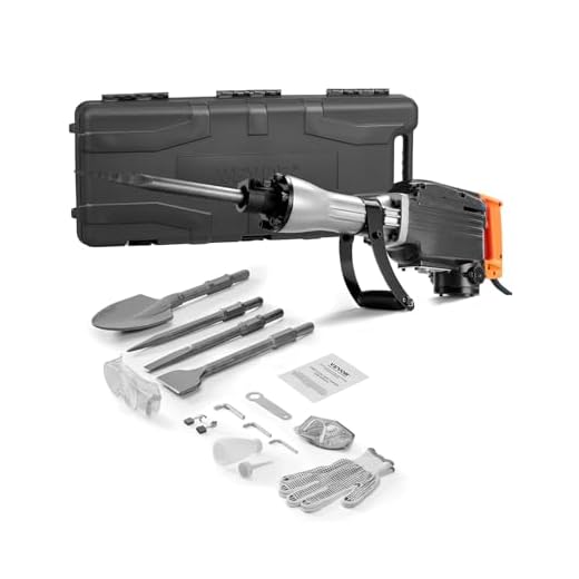 VEVOR Demolition Jack Hammer, 2200W Jack Hammer Concrete Breaker, 1350 BPM Heavy Duty Electric Jack Hammer, 4pcs Chisels Bit with Case, Black