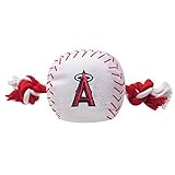 MLB LOS ANGELES ANGELS Baseball Rope Toy for DOGS & CATS. Tough nylon, Sporty Baseball Design, Heavy-duty ropes with Inner SQUEAKER