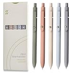 Gel Pens, 0.5mm Japanese Black Ink Fine Point Smooth Writing Pens, High-End Series Retractable Pens for Journaling Note Taking, Cute Office School Supplies Gifts for Women (5 Pcs Morandi)