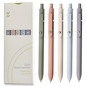UIXJODO Gelstifte, 5 Stück 0, 5 mm japanische schwarze Tinte, feine Spitze, glatte Schreibstifte, High-End-Serie Stifte für Tagebuch, Notizen, niedliche Büro, Schule(Morandi)