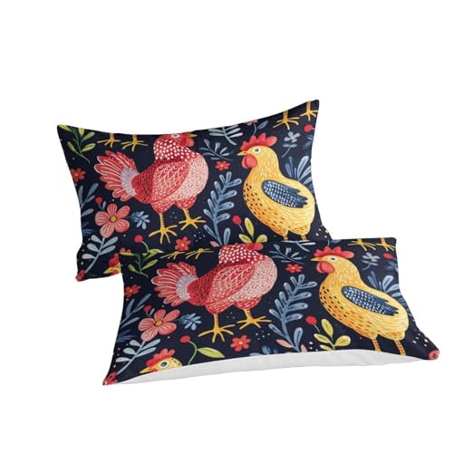 Parure de lit coq 3D 140x200 microfibre housse de couette single - 3