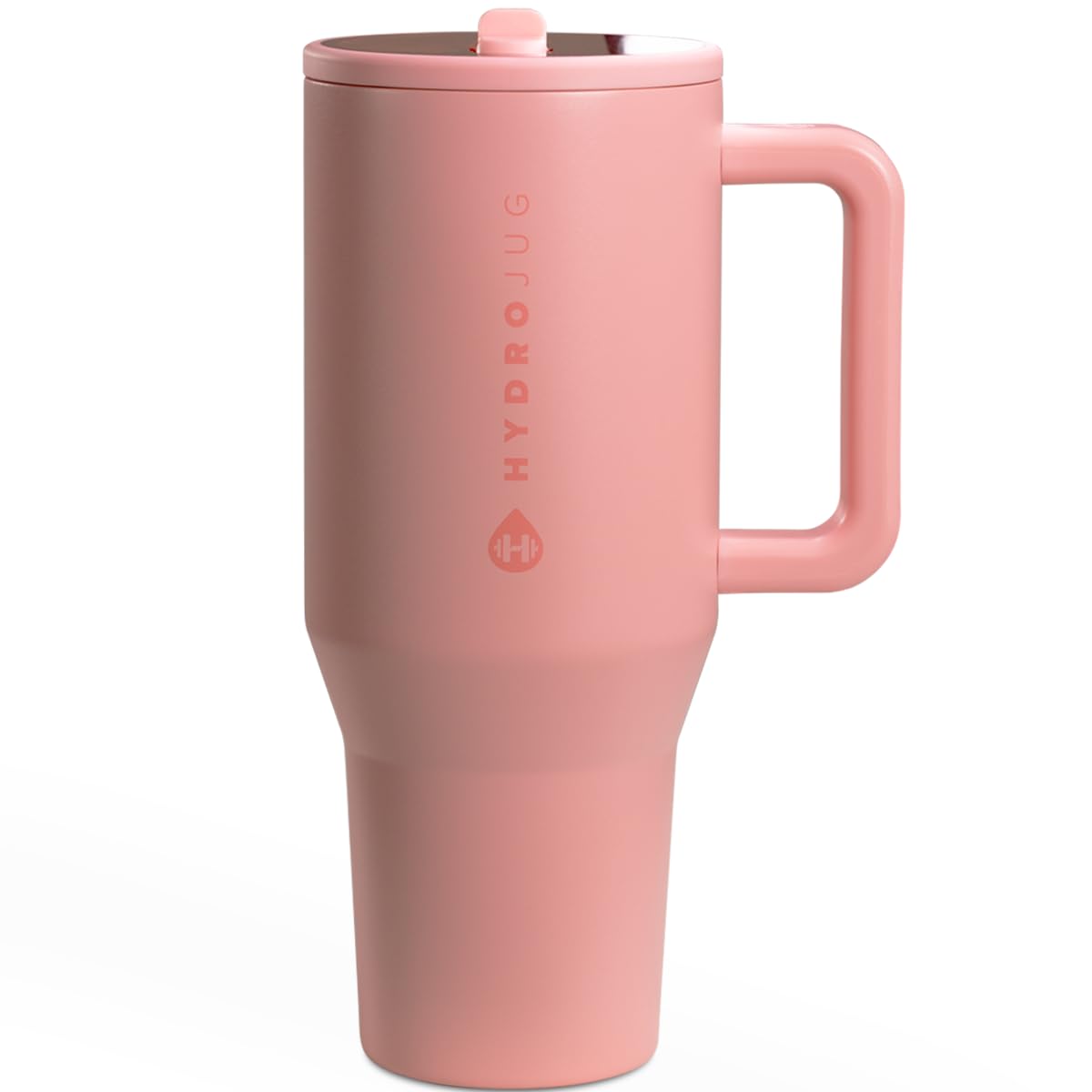 HydroJug Traveler - 40 oz Water Bottle with Handle & Flip Straw - Fits in Cup Holder, Leak Resistant Tumbler-Reusable Insulated Stainless Steel & Rubber Base - Gifts for Women & Men, Tulip