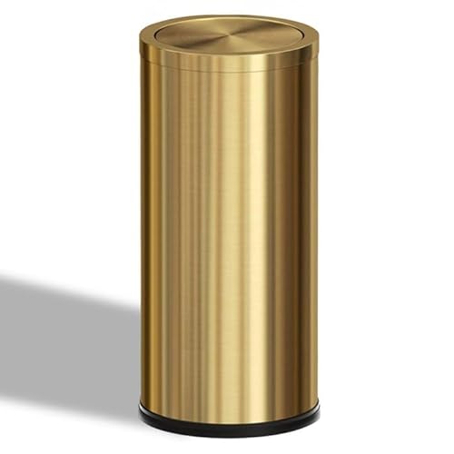 7.92 gallon/30L Kitchen Trash Can with Lid, Tall Slim, Elegant, Gold, Brushed Stainless Steel Garbage Can for Office, Hotel, Kitchen (30Lgold)
