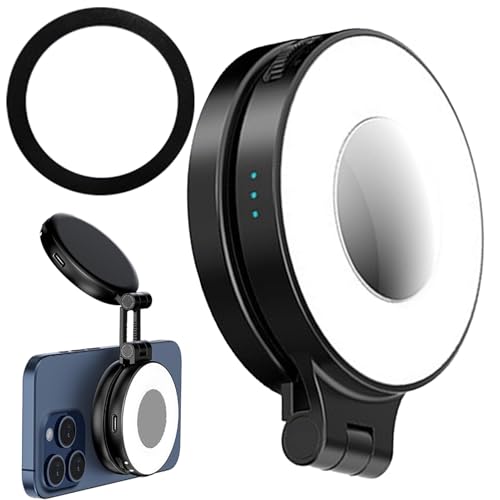Luz magnética para Selfie, lámpara de sesión de Fotos de Maquillaje, luz de Relleno Recargable con Espejo para grabación de Video Selfie, transmisión en, Maquillaje, Conferencia, Estudio en casa