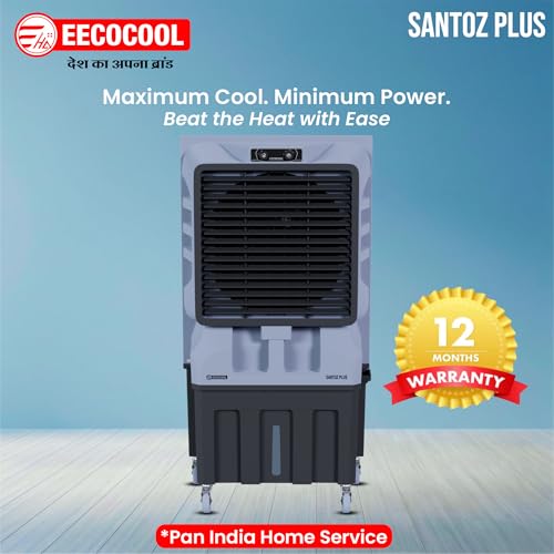 Image of EECOCOOL Santoz Plus 150 L Air Cooler|High-Performance Cooling For Large Spaces|4-Way Air Deflection,Everlast Pump,Heavy-Duty Build & Inverter Compatible|Energy-Saving With Powerful Airflow,Black