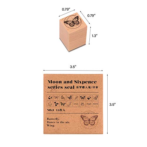 Risypisy 16Pcs Vintage Wooden Rubber Stamps, Butterfly & Wings Decorative Rubber Stamp For Diy Crafts, Card Making, Journals, Calendar, Photo Album #TOP5