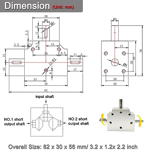 Image of 1:1 Right Angle Tapered Bevel Gearbox Mini 1 Module 20 Teeth 90 Angle Drive Steering Gear Device Simple Mechanical DIY Module with 8mm Shaft