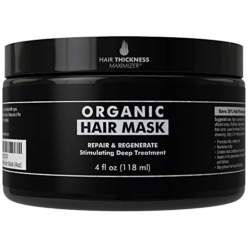 Organic Biotin Hair Mask For Hair Growth by Hair Thickness Maximizer. Stop Hair Loss and Thinning. Hair Thickening Conditioner DHT Blocking Treatment for Deep Repair with Keratin, Black Castor, Jojoba