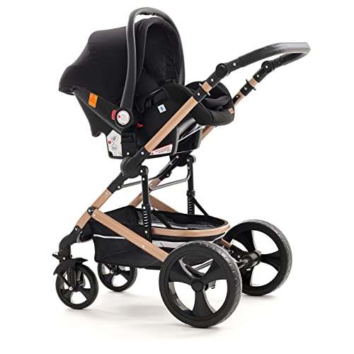 Pixini 3 in 1 Wandelwagen KALANI, Trio, Kind, Autostoel, Accessoires (Goud/Zwart) - Afbeelding 8