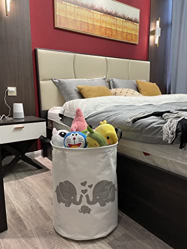 Image of ESSME Baby Laundry Basket,Elephant Hamper,Baby Hamper For Nursery for Kids, Elephant Nursery Decor,Gift Baskets,Home Organizer (Love Elephant)