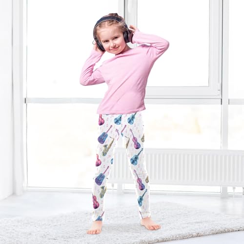 Girls' Athletic Leggings Ankle Length Yoga Dance Pants Kids Teen 4T Colorful Musical Instruments4