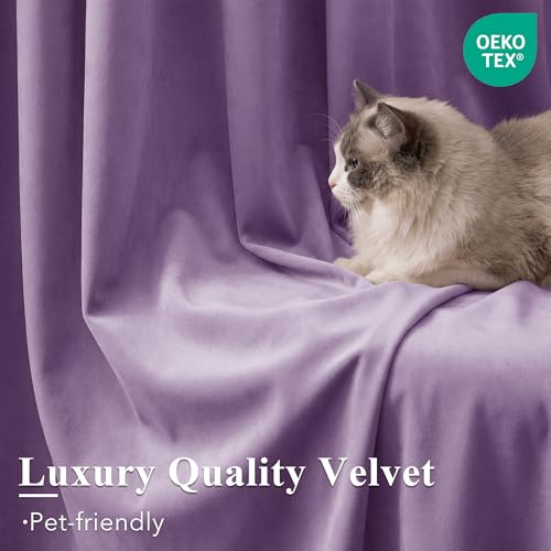 Image of Lavender Velvet Privacy Curtains for Nursery, W52xL84 inches, 2 Pcs | 300GMS Soft Back Tab Pinch Pleat Thermal Insulated Drapes for Nursery, Light Dimming, Elegant Decor, Backdrops, Wedding Party
