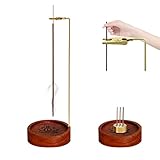 Incense Holder for Sticks Ash Catcher,Handmade Upside-Down Wooden Incense Burner, with Brass Incense