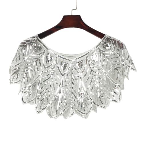 Zcargel 1920s Shawl,67cmx43cm Women Sequin Cape Vintage Mesh Shawl Flapper Bridal Shawl for Party/Banquet/Carnival/Dance3