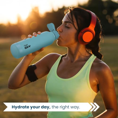 Image of FLAIR Oxy 900 Stainless Steel Water Bottle Set of 3 (650 ml Each), Blue, Hot & Cold, Leakproof, BPA-Free, ISI Certified, Stainless Steel Bottle for Office, Gym, Travel, Trekking & Outdoor Sports